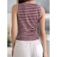 thumbnail image 6 of Women's U-Neck Striped Fitted Cropped Sleeveless Tank Top Pink L, 6 of 7