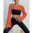 thumbnail image 5 of Women’s Cropped Knit Shrug Top Lightweight Bell Sleeve Summer Cover-Up, Soft Breathable Cropped Cardigan Shrug for Casual & Beach, Cropped Shrug Women, 5 of 13