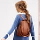 thumbnail image 4 of Women's Solid Color Large Capacity Backpack, Casual PU Leather Shoulder Bag, Lightweight Fashion Daypack for Commute, School, Travel, 4 of 6