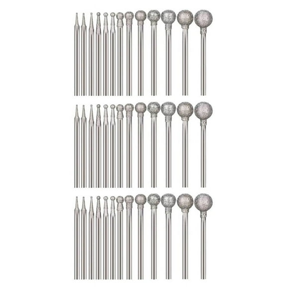 39 Pcs Ball Shape Diamond Burr Diamond Mounted Grinding Burs Stone Carving Set with 3/32 Inch Mandrel for Rotary Tools