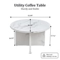 thumbnail image 5 of YOCWO 31.5" Round Coffee Table for Living Room with Wave Base, Mordern MDF Coffee Table for Apartment Small Space with Marble Veneer Finish, White, 5 of 8