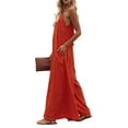 thumbnail image 4 of Lucakuins Mono largo para mujer, casual, correa de espagueti, color sólido, pierna ancha, pantalones holgados Lucakuins  moda, 4 of 7