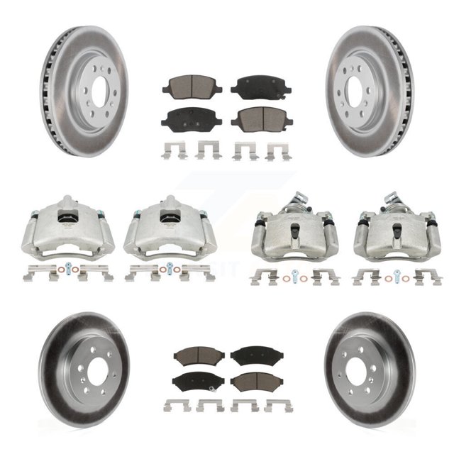 Transit Auto Front Rear Disc Brake Caliper Coated Rotors and Ceramic Pads Kit (10Pc) for Car Pontiac Montana Chevrolet Uplander Buick Terraza Saturn Relay KCG-101002C