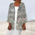 thumbnail image 2 of successthop Summer Cardigans for Women Lightweight 3/4 Sleeve Regular Open Front Cardigans Without Hoodie Solid Beach Vacation Wear Silver L, 2 of 5