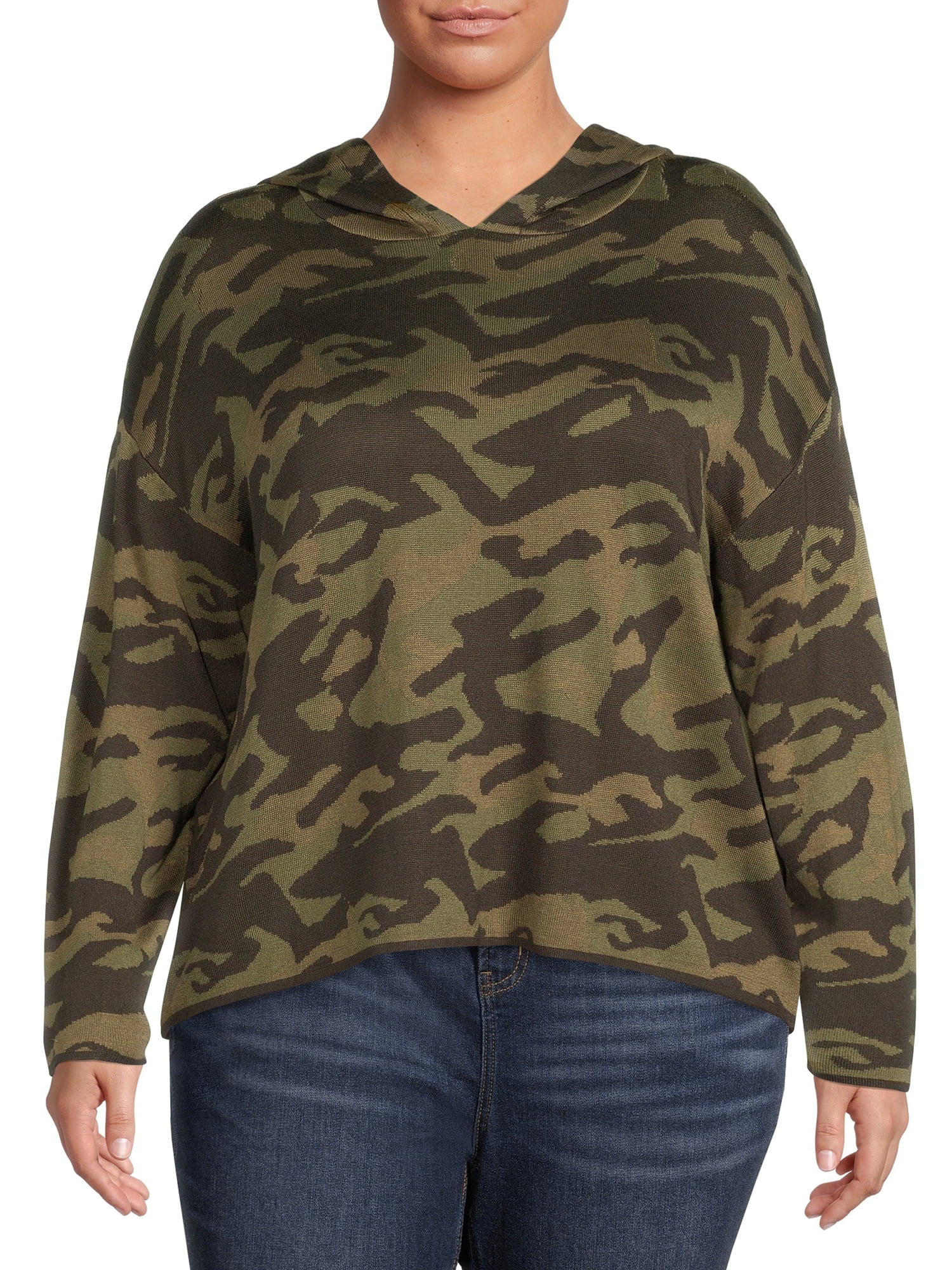 Terra & Sky Women's Plus Size Jacquard Hoodie Sweater - Walmart.com
