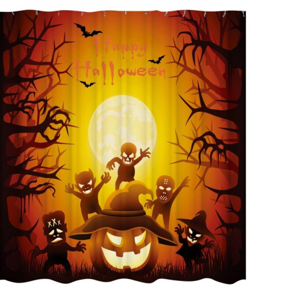 Details about   Halloween Cartoon Witch Pumpkin Decorative Bath Shower Curtain For Bathroom 