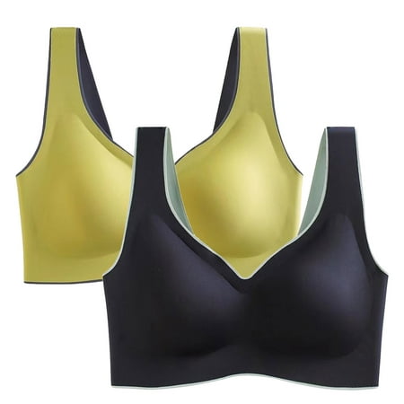 

2PC WomenBra Wire Underwear One-Piece Seamless Bra Rubber Bra Sports Yoga