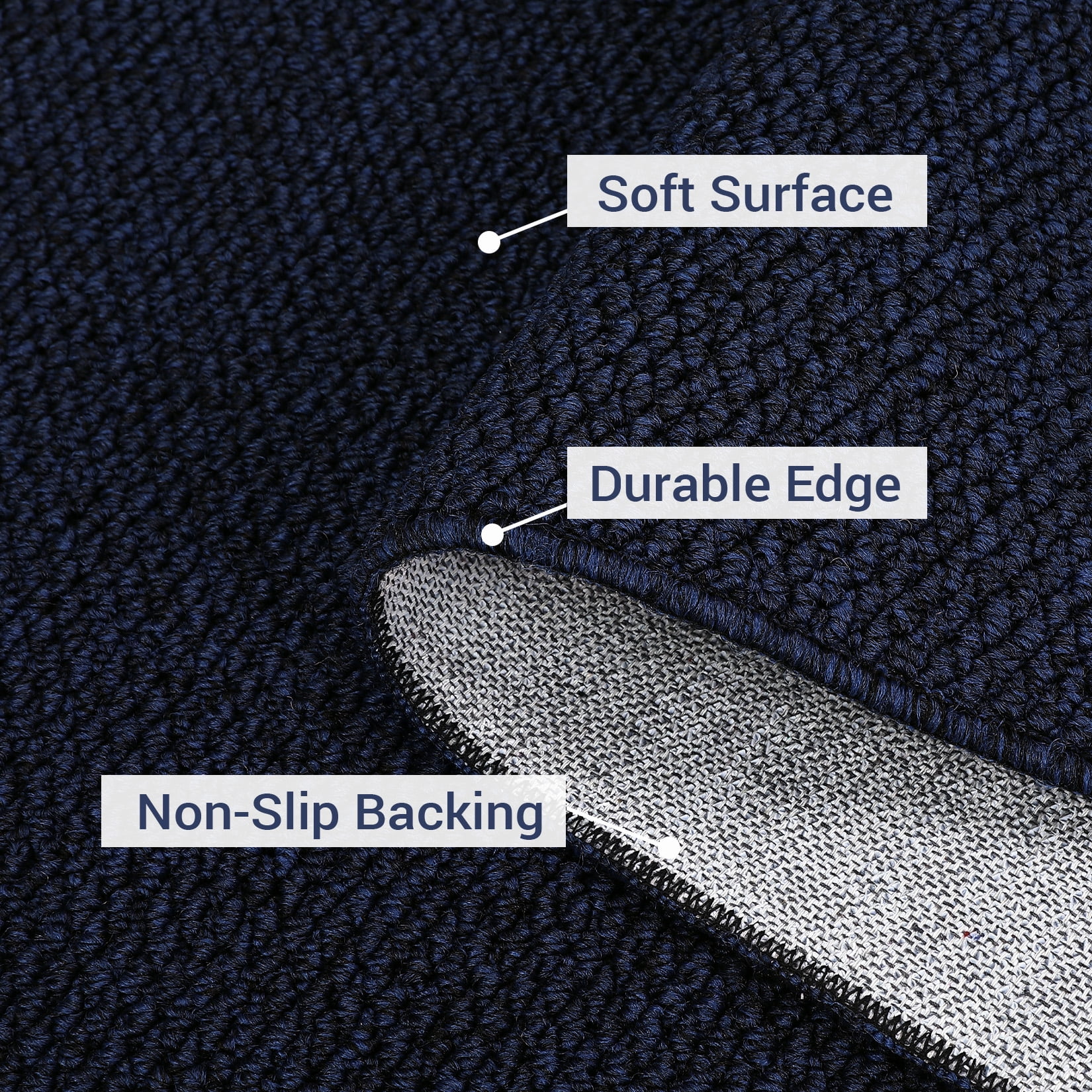 Hasoo 8' x 10' Area Rug for Living Room Solid Textured Vintage Rug Non Slip Throw Rugs Indoor Carpet, Navy