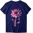 thumbnail image 4 of Chemises de Sensibilisation au Cancer du Sein pour Femmes Col Rond Imprimé Graphique Manches Courtes Blouse Décontractée Tunique d'Été Ample, 4 of 5