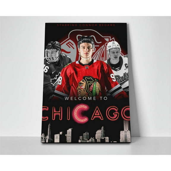 Connor Bedard Blackhawks Poster or Wrapped Canvas