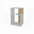 thumbnail image 6 of White and Light Oak Side Table in Melamine - Perfect for Clutter-Free Organization, 6 of 7
