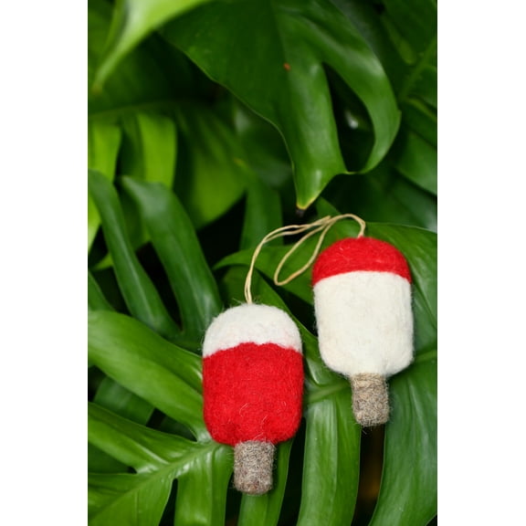 De Kulture Works Wool Felt Christmas Candy Stick, Set of 2 Eco Friendly Needle Felted Christmas Xmas Tree Decoration Stuffed Ornament