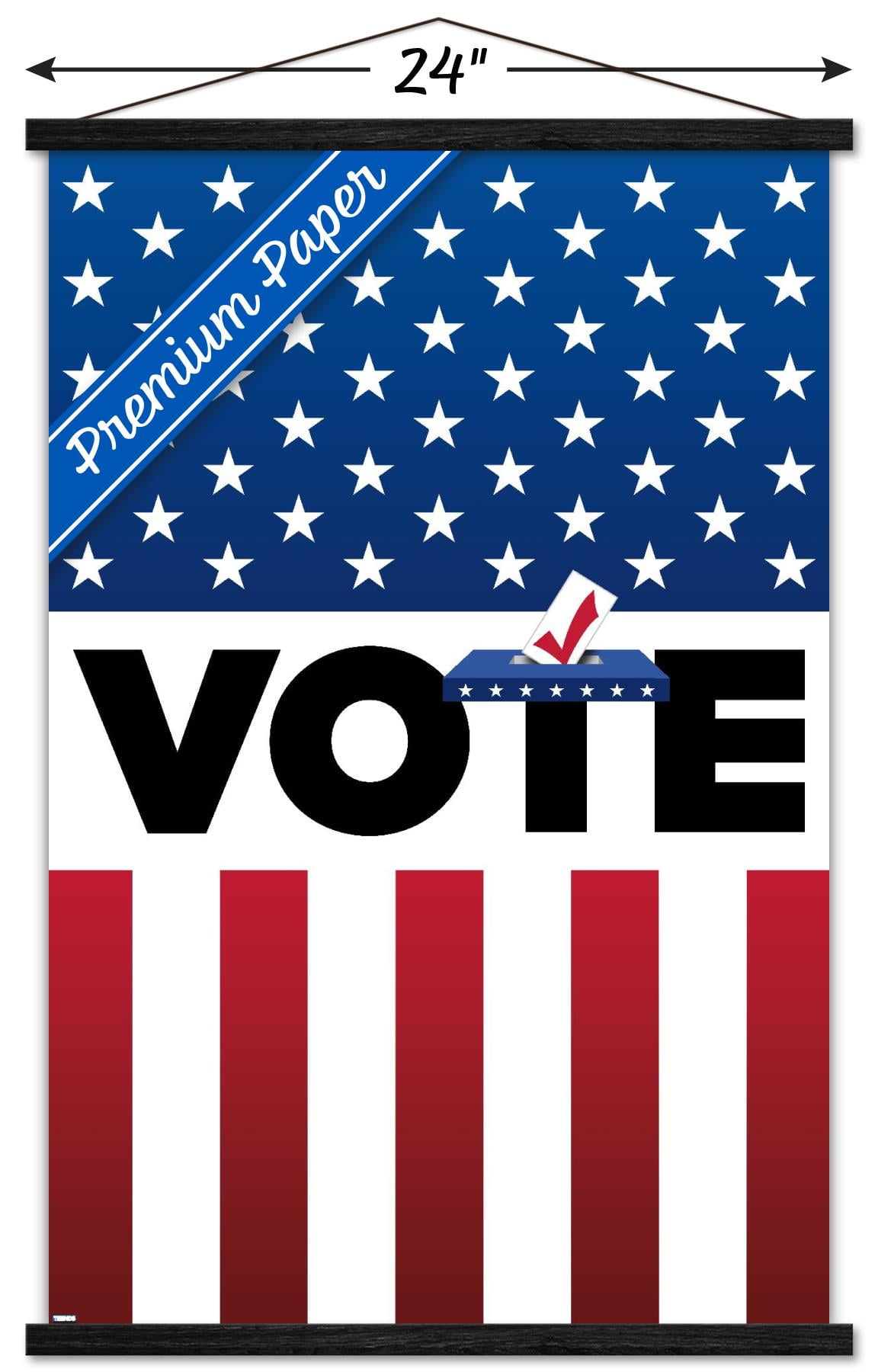 Vote Wall Poster with Wooden Magnetic Frame, 22.375" x 34"