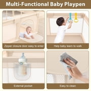 Extra Large Baby Playpen for Toddlers, 79x71 inch Safety Play Pen, Portable Playard with Zipper Door for Indoor Outdoor, Apricot