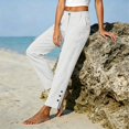 thumbnail image 6 of IMENGL Women's Wide Leg Pants Soft High Waist Elasitc Straight Linen with Pockets Trousers Loose Casual Cropped Pant for Womens,M-XXXL, 6 of 7