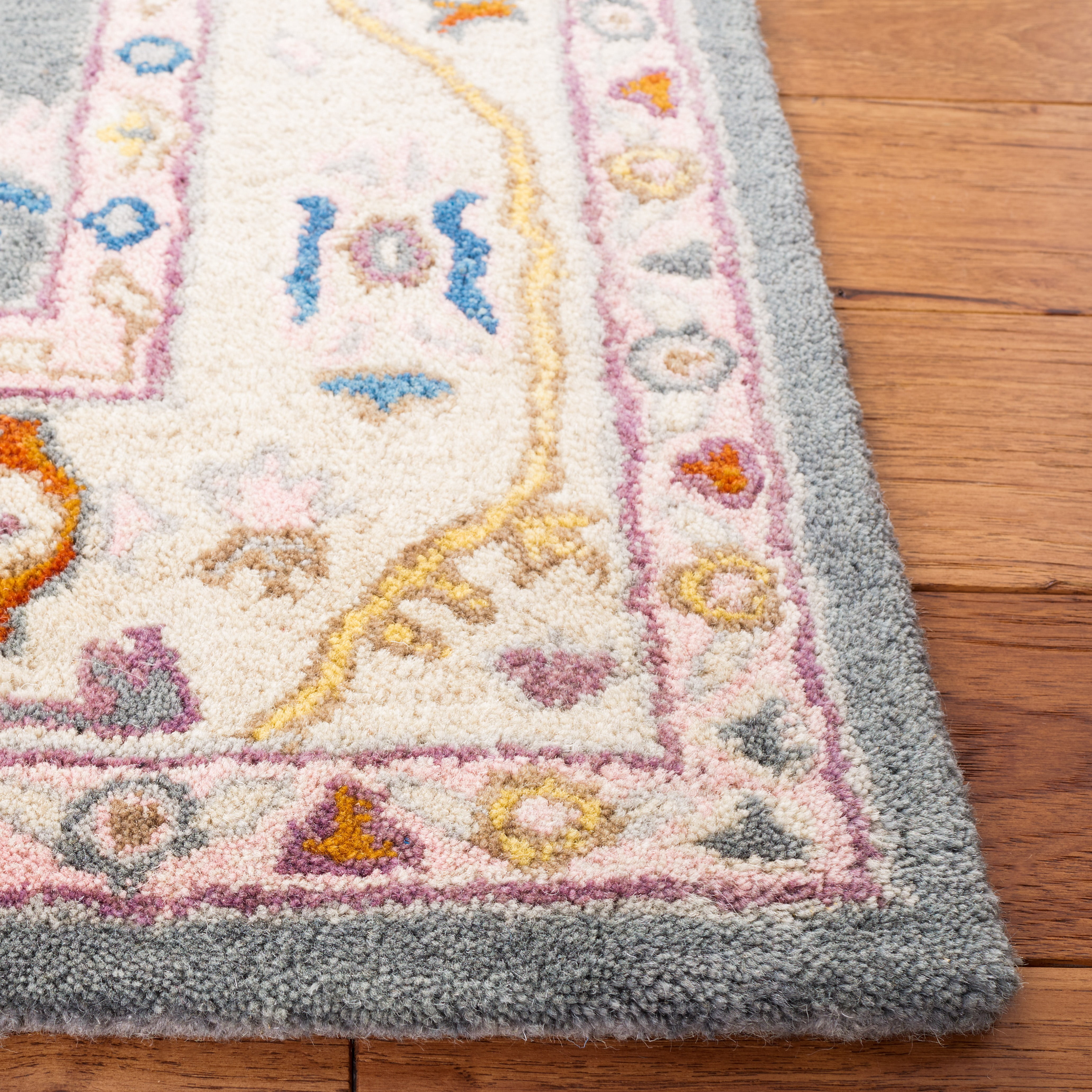 SAFAVIEH Anatolia Dalton Oriental Wool Runner Rug, Dark Grey/Ivory, 2'3" x 8'