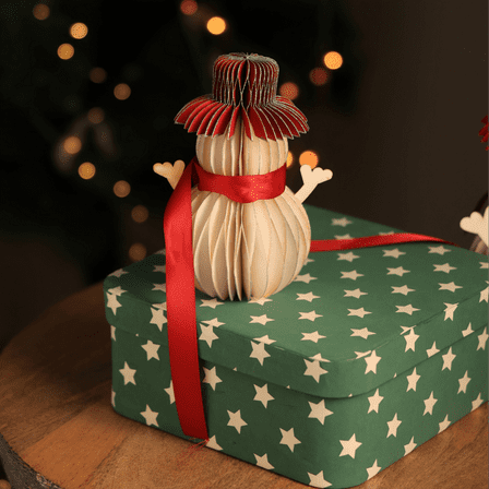 Honeycomb Handmade Paper Snowman - Holiday Decor