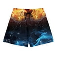 thumbnail image 4 of Men's Trendy Swim Trunks - Vibrant Flame Print & Mesh Liner | Quick-Dry Hawaiian Bathing Suit with Secure Pockets for Beach, 4 of 9
