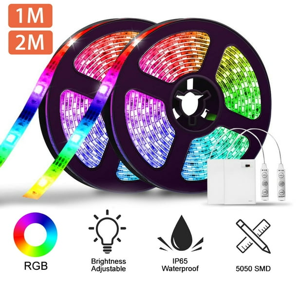 LED Strip Lights Battery Powered, Flexible 3.3/6.6ft RGB LED Light