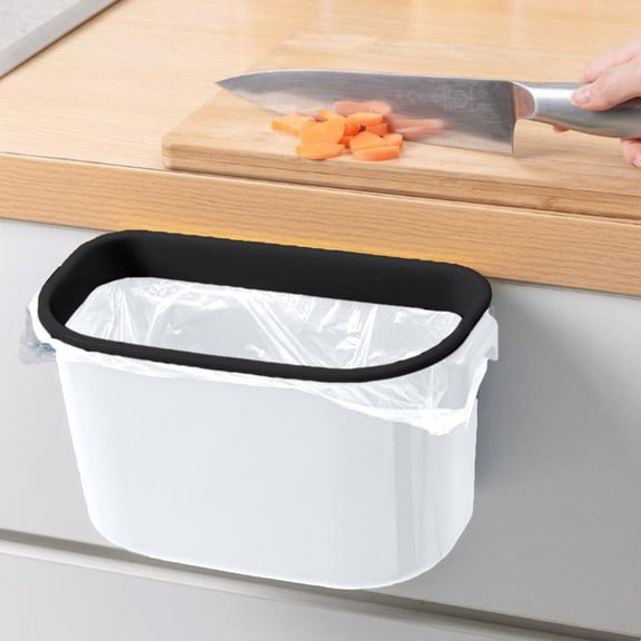 Outoloxit Cabinet Door Hanging Trash Can with Bag Fixing Ring, Under Sink Storage Bin for Kitchen, Wall Mountable, 10.4 by 5.9 by 5.5 Inch Durable Plastic