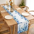 thumbnail image 3 of Table Runner 72 Inches Long for Kitchen Dining, Spring Blue Floral Dresser Scarf Farmhouse, Dining Table Decorations for Wedding/Parties, Farmhouse Weeping Floral Leaves 14 x 72 In, 3 of 8