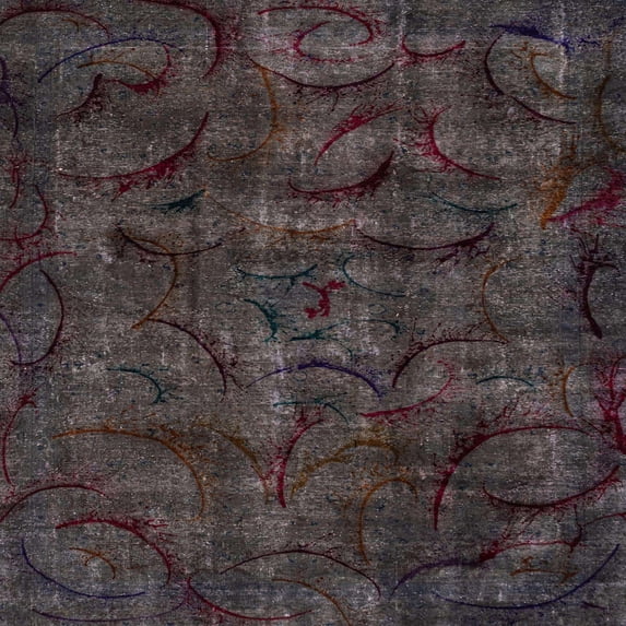 Ahgly Company Machine Washable Indoor Square Abstract Eggplant Purple Area Rugs, 6' Square