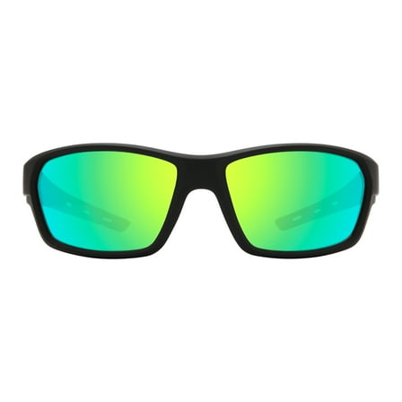 M , Safety Glasses, Unisex, MS622187CRBLK, Plastic, Black with Lens Color Blue Green, 1 Unit