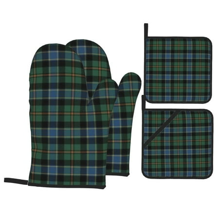 

Clan Ogilvy Ancient Hunting Tartan Oven Mitts And Pot Holders 4 Pcs Set High Heat Resistant 500 Degree Extra Thicken Long Kitchen Cotton Oven Glove For Cooking