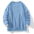 thumbnail image 4 of gbyLJF Men's Long Sleeve Pullover Casual Color-blocking Round Neck Hoodless Sweatshirt Loose Fashion Fake Two Sport Tops for Men, 4 of 7