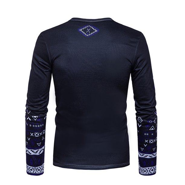 Camiseta De Manga Larga Con Estampado De Notación Geométrica Para Hombre Jersey Delgado Con Cuello En O (L)-195551.02 Tmvgtek Caballero