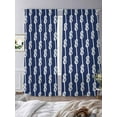 thumbnail image 3 of Navy Blue Knot Sheer Curtains 96 Inch Length 2 Panels Set for Living Room/Bedroom, Nautical Striped Monochrome Ocean Semi Curtain Sheers Drapes Rod Pocket Curtains Window Treatment Set 52''x96''x2, 3 of 7