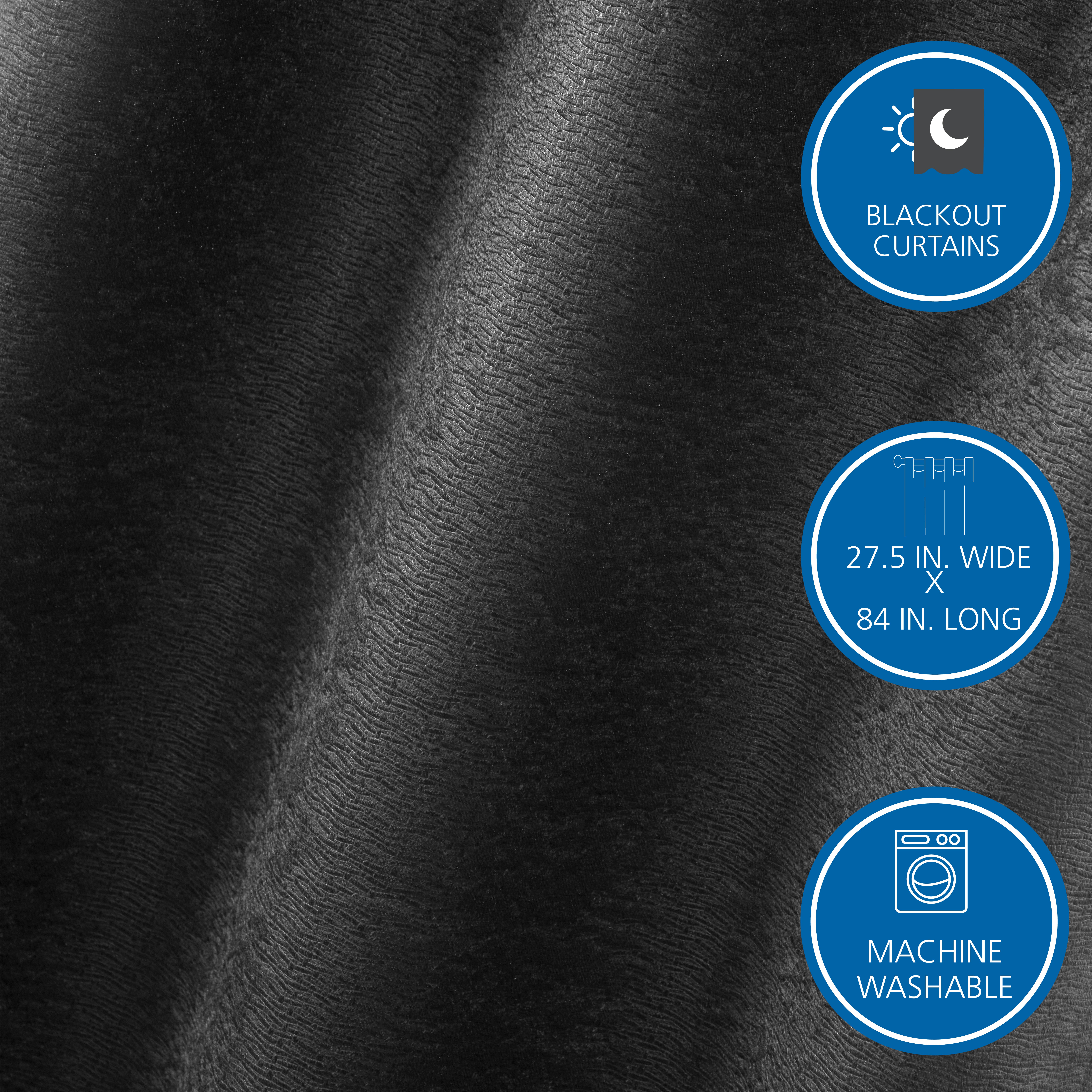 Mainstays 4-Panel Blackout Curtains 28x84 Inch, Black photo 2