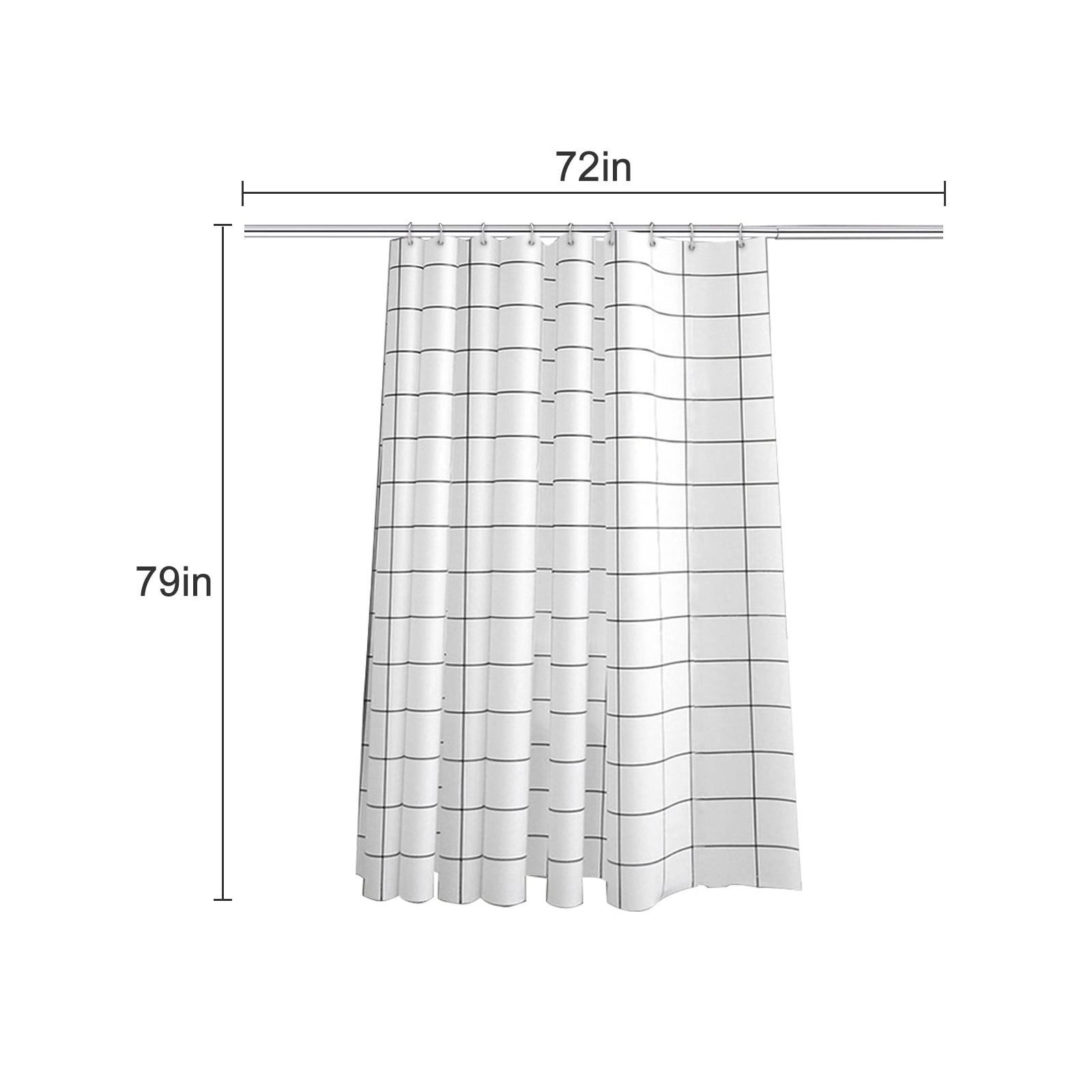 Black and white checkered shower curtain Easy care fabric Hotel