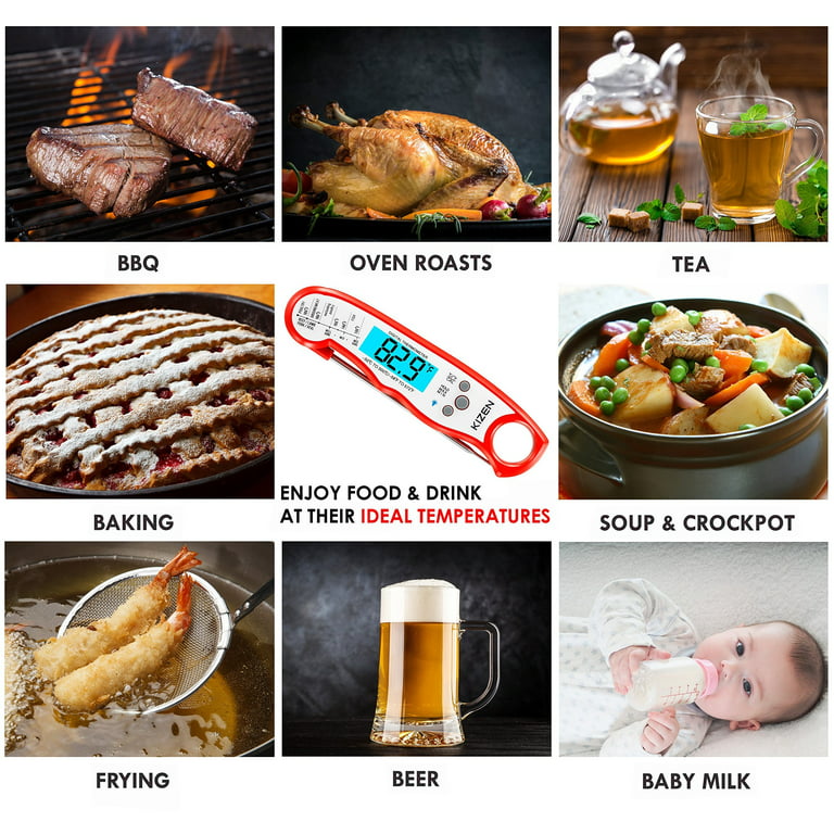 Kizen Instant Read Meat Thermometer - Best Waterproof Ultra Fast
