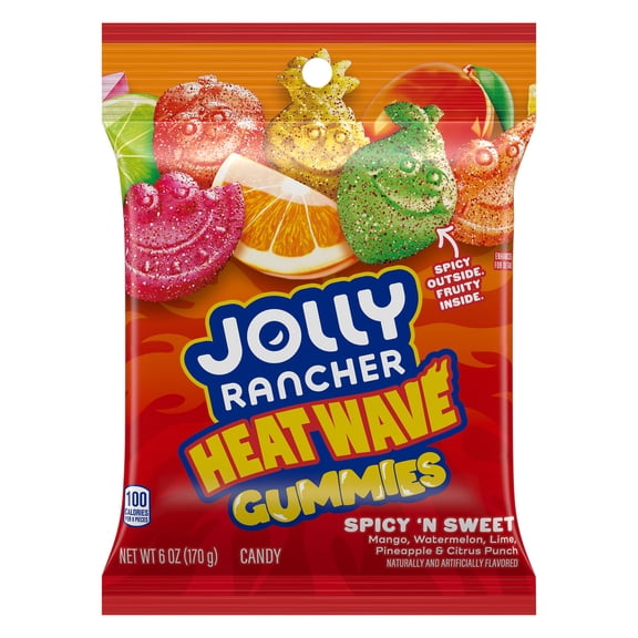 JOLLY RANCHER Heat Wave Gummies Spicy ‘n Sweet Assorted Fruit Flavored Candy Bag, 6 oz