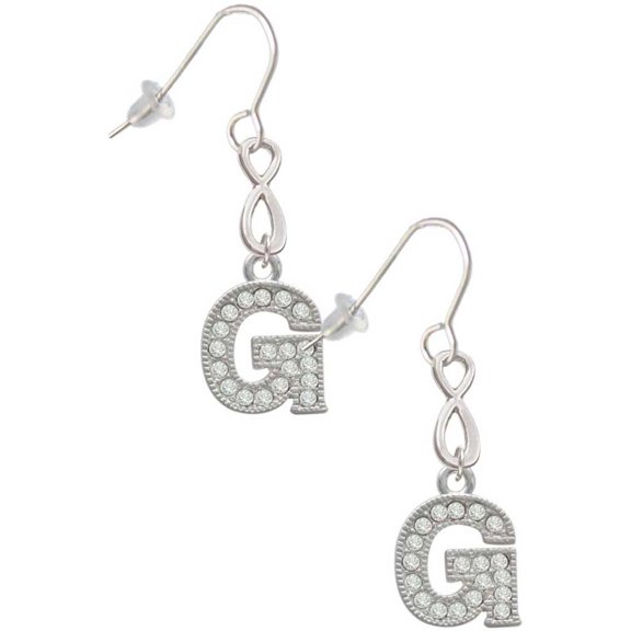Delight Jewelry Silvertone Crystal Initial - G - Silver tone Infinity French Earrings