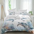 thumbnail image 2 of Sea Turtle Coastal Bedding 3 Piece Duvet Cover Set Queen Size, Summer Beach Coral Ocean Blue Nautical Soft Microfiber Comforter Cover with Zipper Closure & Pillowcases, FadeResistant Quilt Cover, 2 of 9