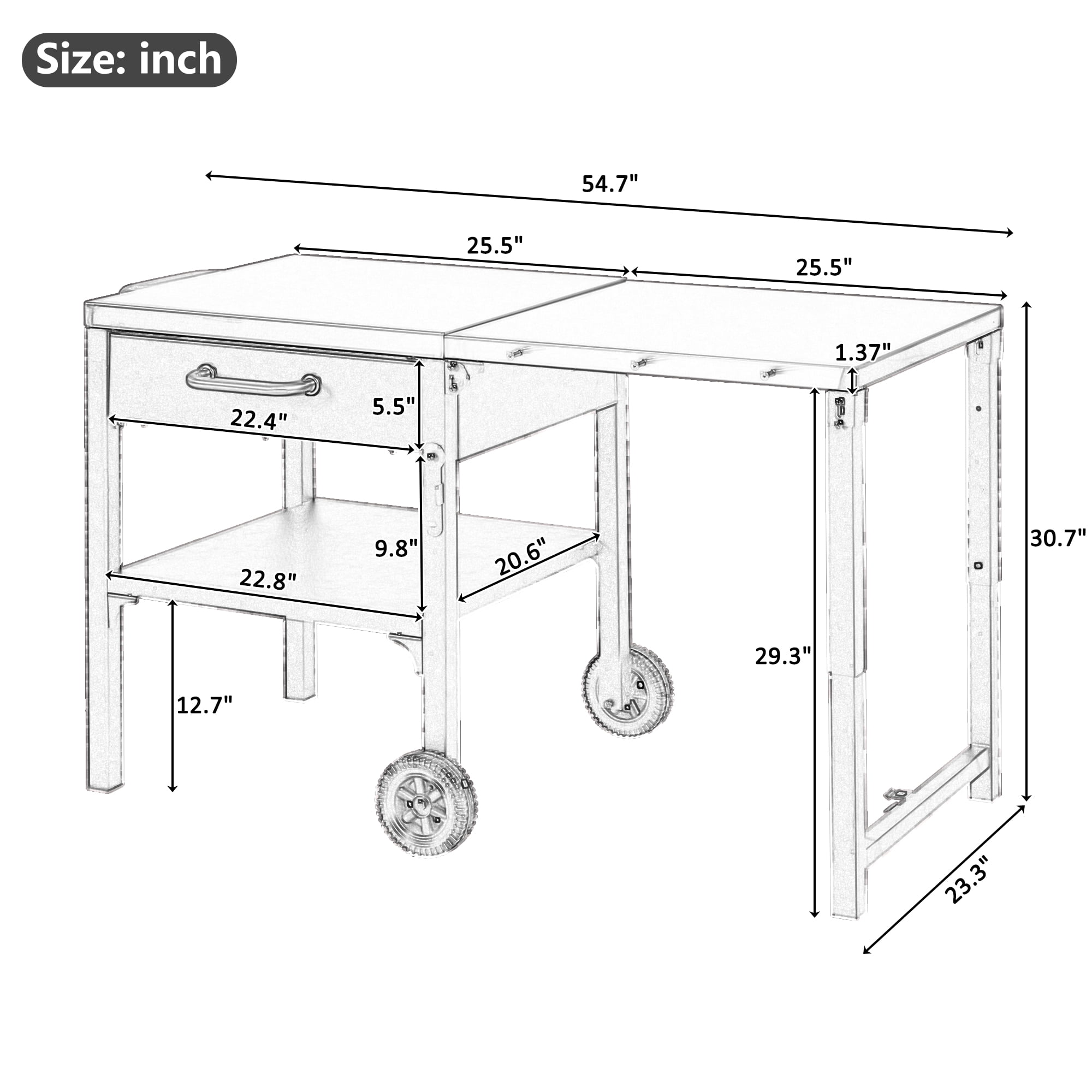 Portable Outdoor Kitchen Cart, Foldable BBQ Prep Station for Backyard Patio, Gray