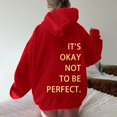 thumbnail image 4 of Red Hoodies for Women's Long Sleeved Zipperless Back IT'S OKAY NOT TO BE PERFECT. Printed Hoodie Fall Tops for Women 2025, 4 of 5
