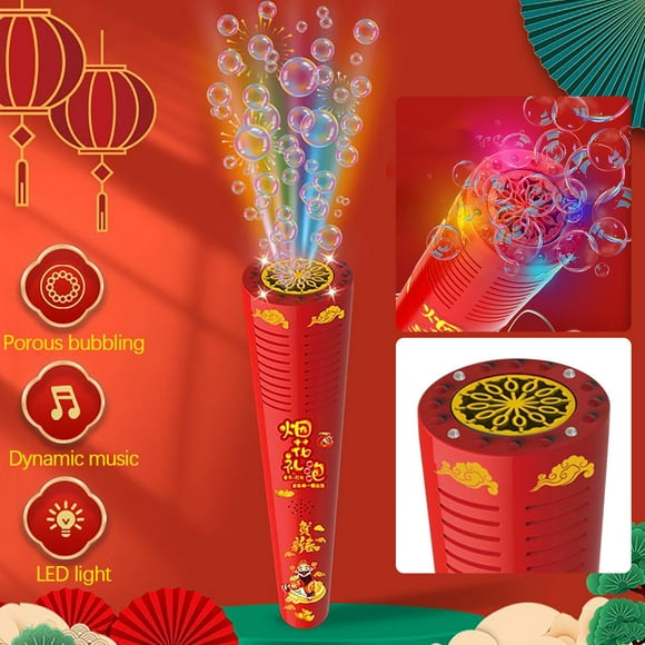 LSLJS Portable Bubble Machine, Audiovisual Music Children's Toys New Year Toys Fully Automatic Bubble, Bubble Maker Machine with 12-Hole 100Ml