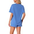 thumbnail image 3 of Conjunto de Pijamas para Mujeres INSPIRE CHIC, Conjunto de Manga Corta, Pantalones Cortos, Ropa de Dormir, 2 Piezas con Bolsillos, M Azul Real, 3 of 6