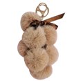 thumbnail image 1 of Faux Fur Ball Keychain Bowknot Grape Design Pom Pom Ball Charm Purse Pendant, 1 of 10
