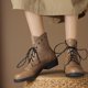 thumbnail image 2 of NECHOLOGY Botas Mujer Adulto Femenino Zapatos Botines mujer Botas de cuero con punta redonda y tacón y grueso para mujer, diseño de cremallera, con tiras, talla media, botines, botas (Beige, 9), 2 of 5