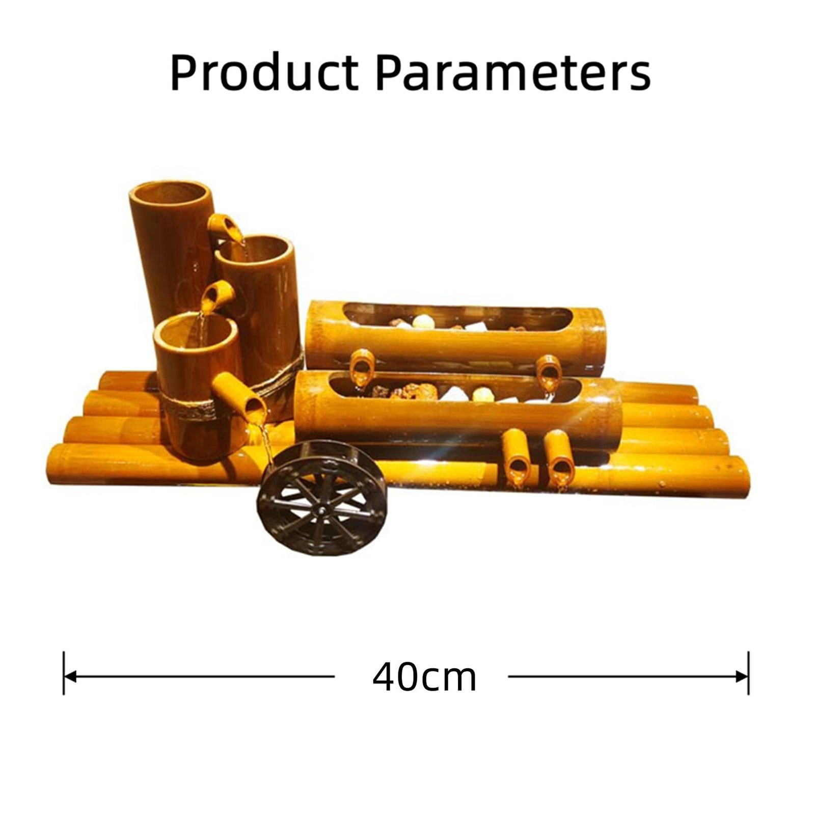 12" Bamboo Fountain Kit with Pump & Solar Powered Water Fountain with Water Wheel for Feng Shui Zen Indoor Outdoor Garden Patio