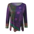 thumbnail image 5 of Purple Womens Plus Size Tops Long Sleeve Shirts Loose Casual Beautiful Print Crewneck Tshirts Women Shirts Size XL, 5 of 5