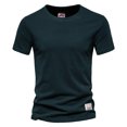 thumbnail image 1 of Camiseta de manga corta de algodón 100% AIOPESON para hombre, camisetas informales de verano sólidas para hombre, camisetas de calidad para hombre, camisetas básicas, ropa AIOPESON Camiseta de manga corta de algodón, 1 of 7