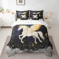 thumbnail image 2 of 7 Piece Bed in a Bag Queen Size Comforter Set for Kids 3D Unicorn Bedding Set,Galaxy Unicorn Reversible Bed Set,Stars Moon Unicorn Comforter with Sheet Set,All Season, 2 of 5