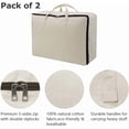 thumbnail image 5 of Breathable Canvas Cotton Soft Storage Bags with 3-side Zip Handles, Bedding, Sweaters, Clothes Organizer in Wardrobe, Beige, 2pcs, 5 of 6