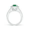 thumbnail image 2 of ANGARA Natural Round 1.2 ct Emerald Split Shank Ring with Diamond Halo in 14K White Gold for Women (Size-7mm) | May Birthstone, Birthday, Anniversary, Jewelry Gift for Women | Natural Emerald Ring, 2 of 8