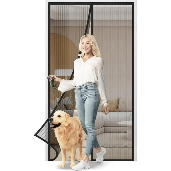 Tolobeve Magnetic Screen Door, Mesh Net Curtain Door Screen with Magnets for Walk Through Door, Fits Door Size 36"x 82", Screen Size 38" x 83", Self Sealing, Heavy Duty